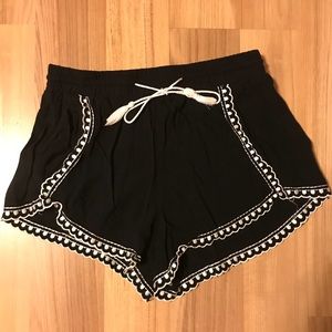 Black with white embroidery